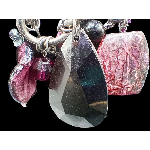 Chunky Statement Necklace Pink Purple Beads Charm Bib Jewelry Y2K Barbiecore - Picture 6 of 15